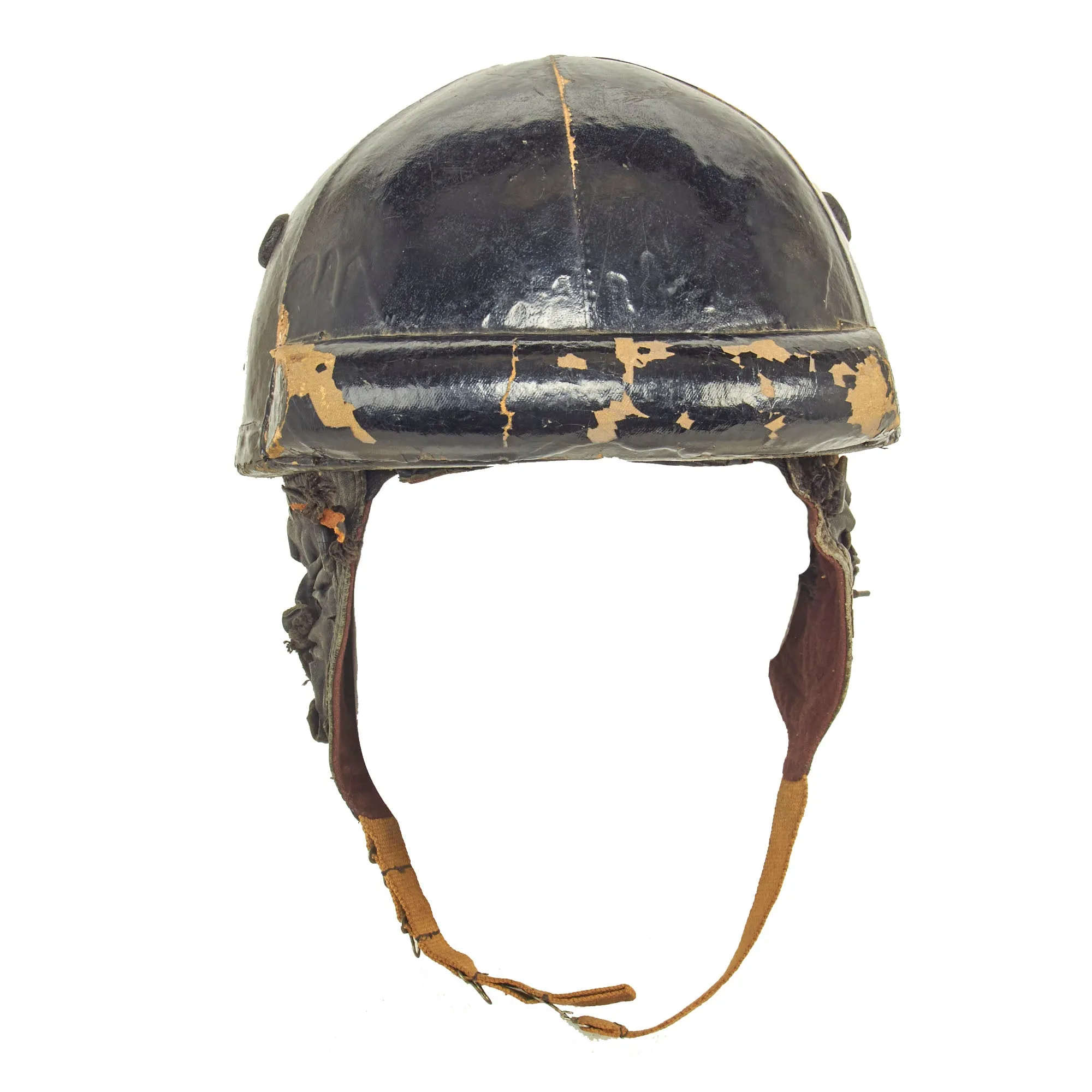 Original WWII Canadian Tanker Crash Helmet with Earphone "Scrum" - Size 7