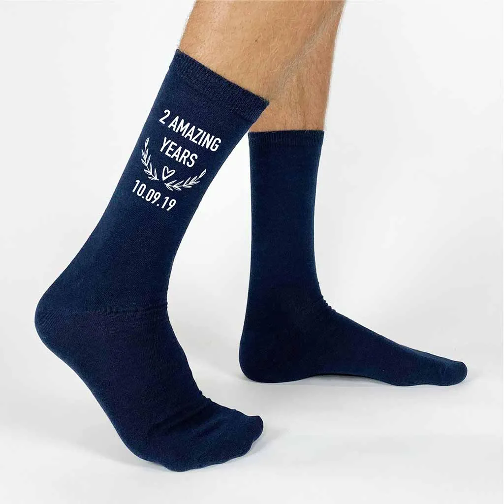 Personalized 2nd Anniversary Socks for Men