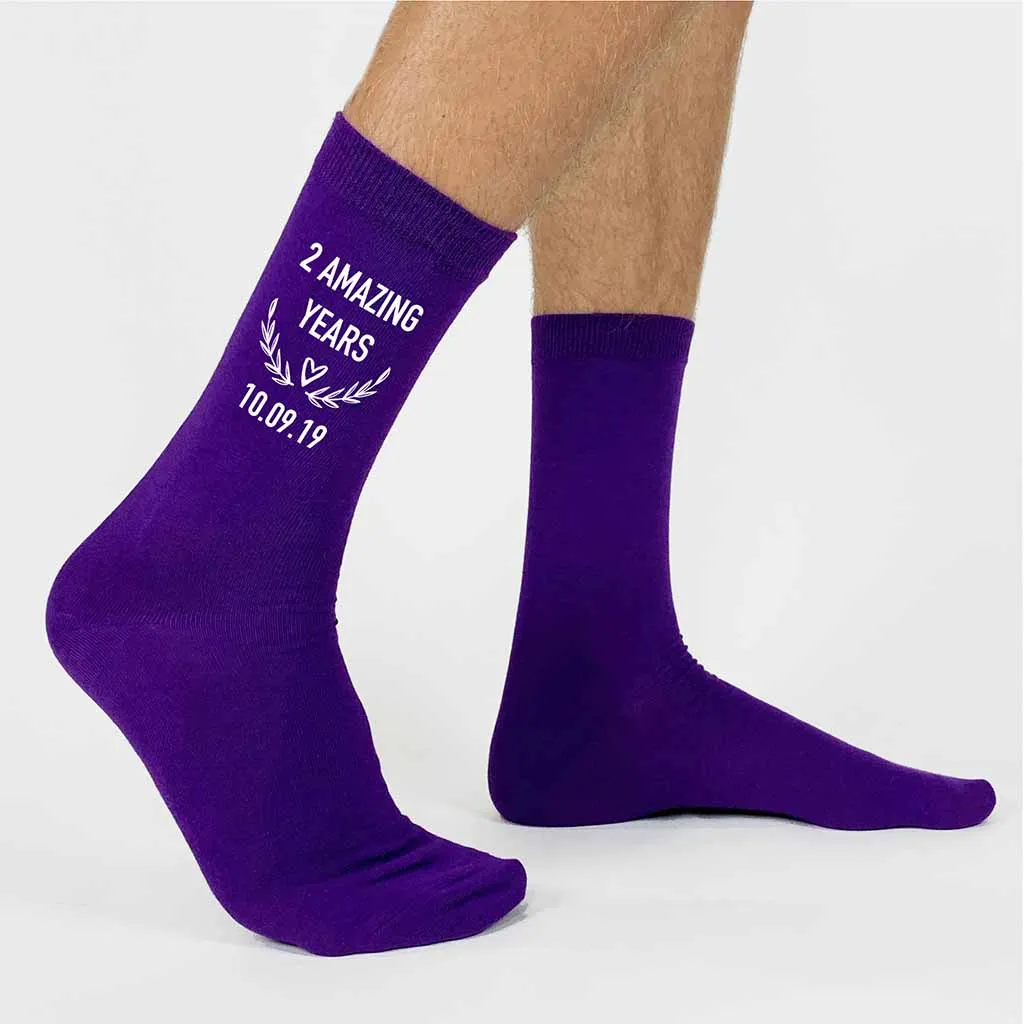 Personalized 2nd Anniversary Socks for Men