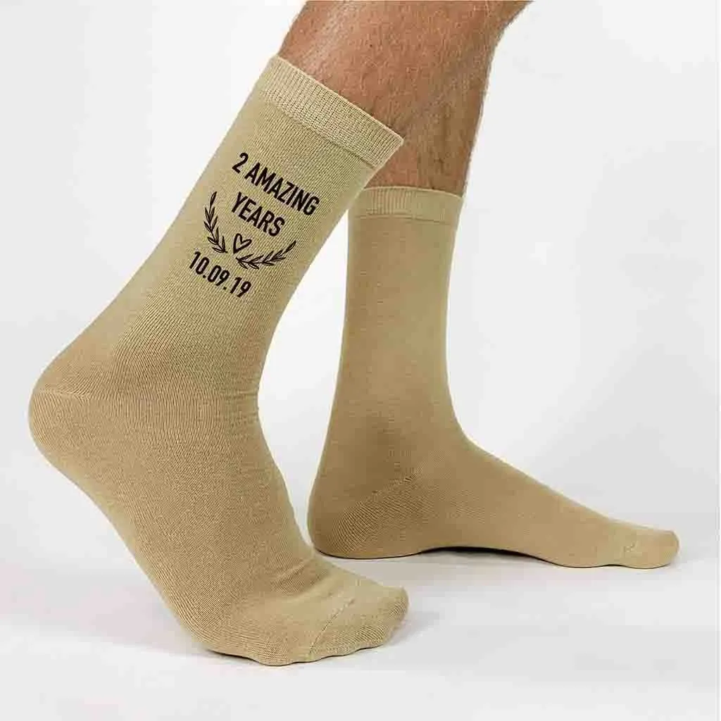 Personalized 2nd Anniversary Socks for Men