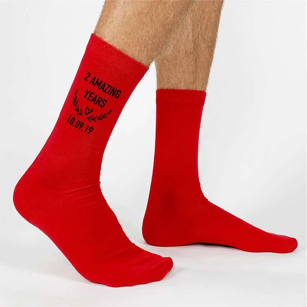 Personalized 2nd Anniversary Socks for Men