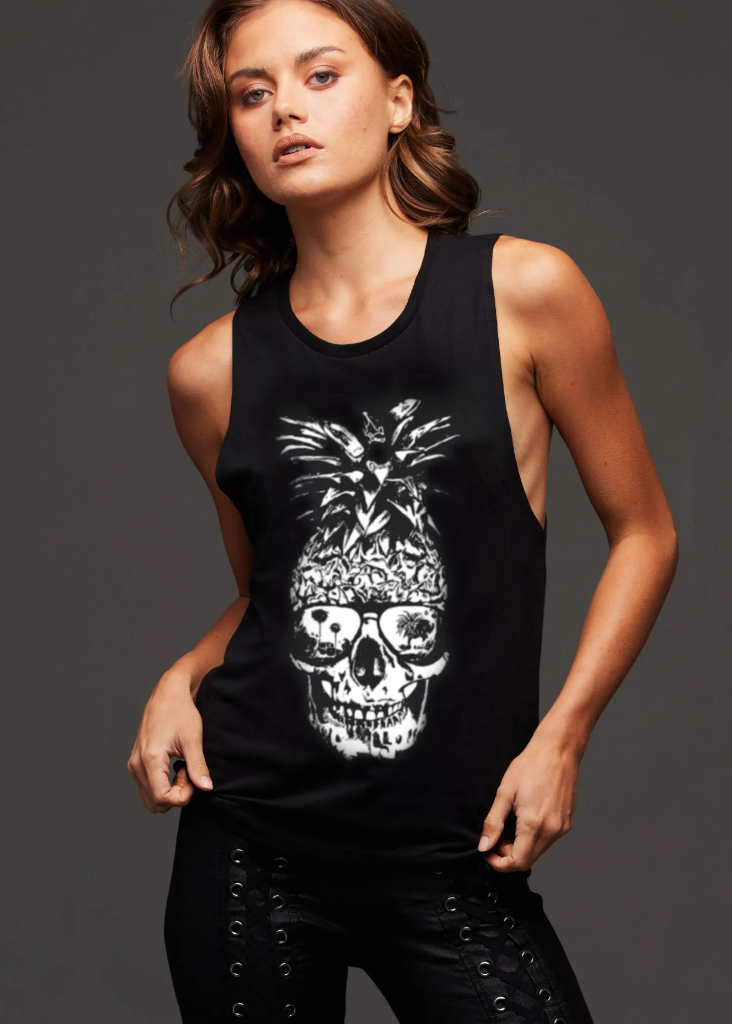 Pineapple Skull Shirt Gothic Tank Top