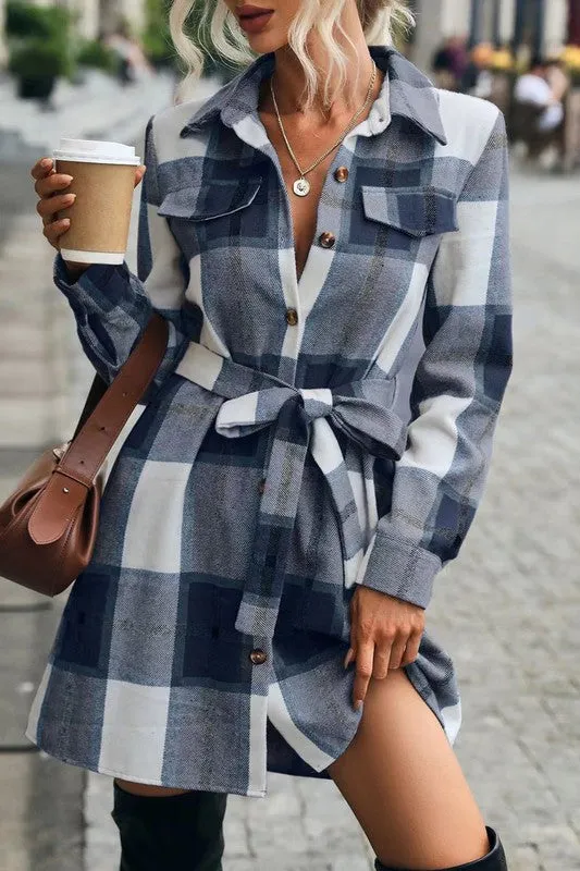 Plaid Dress with Front Tie Detail