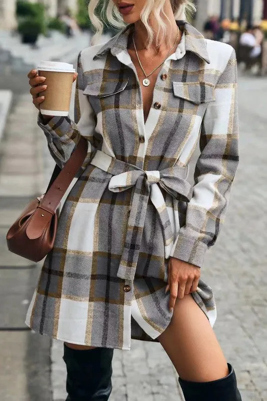 Plaid Dress with Front Tie Detail