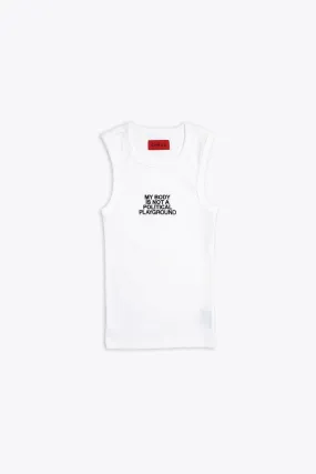 Political Playground Ribbed Racer Tank (White)