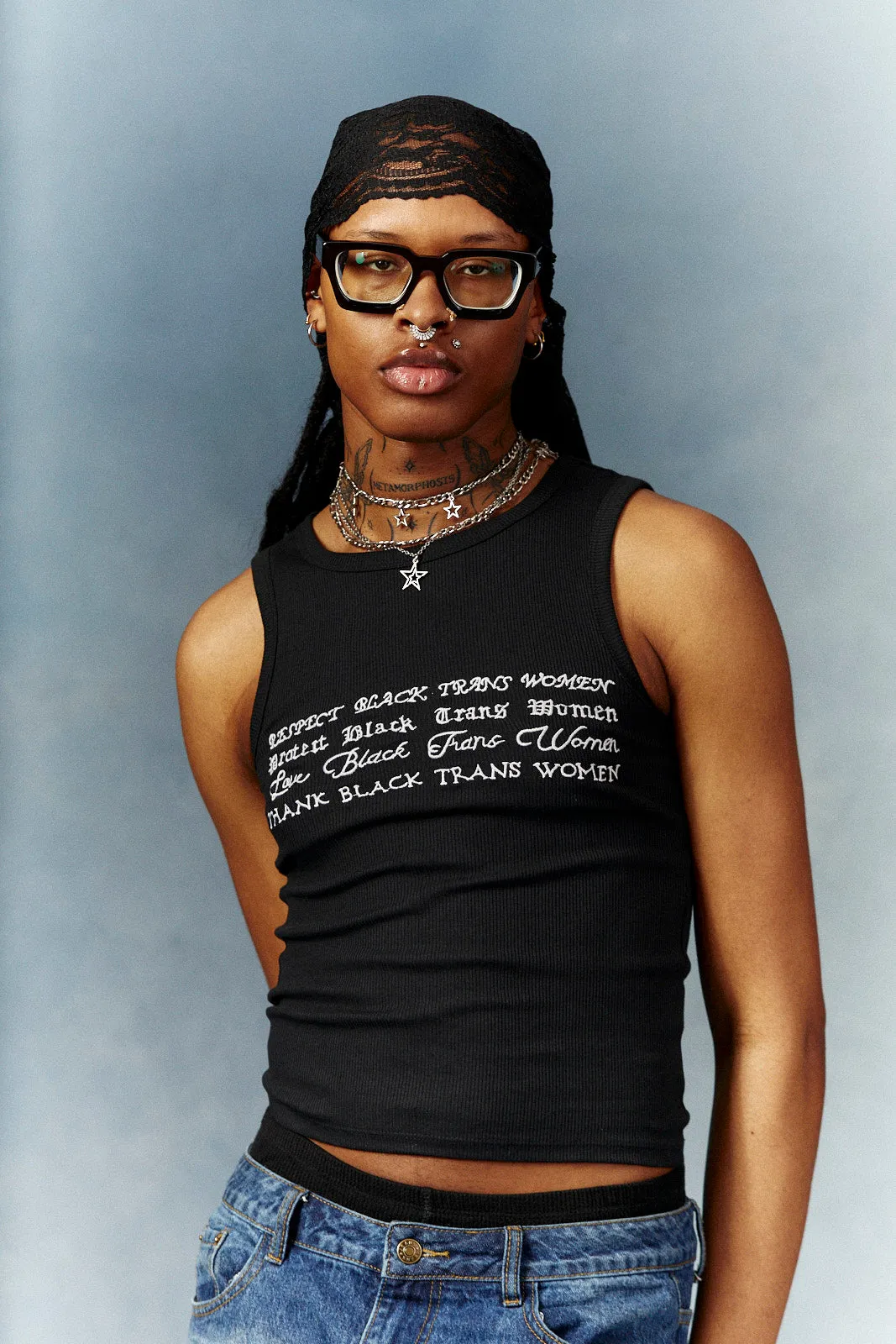 Protect Black Trans Women Ribbed Tank (Black)