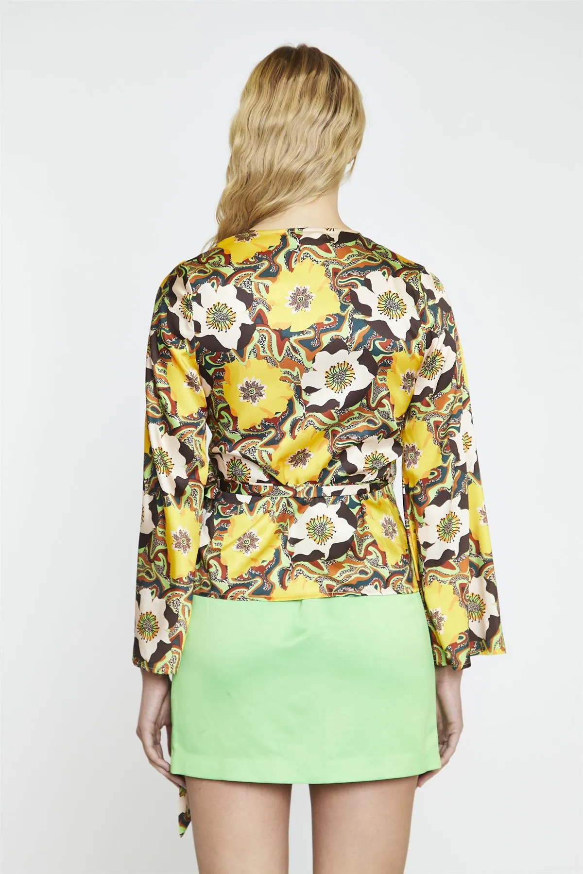 Psychedelic Multi-Floral Wrap-Top