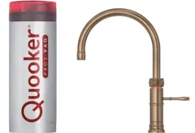 Quooker Classic Fusion Round PRO3 Patinated Brass 3 in 1 Boiling Water Tap with 3 Liters Tank