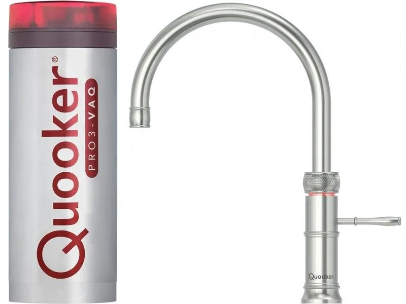 Quooker Classic Fusion Round PRO3 Stainless Steel 3 in 1 Boiling Water Tap with 3 Liters Tank