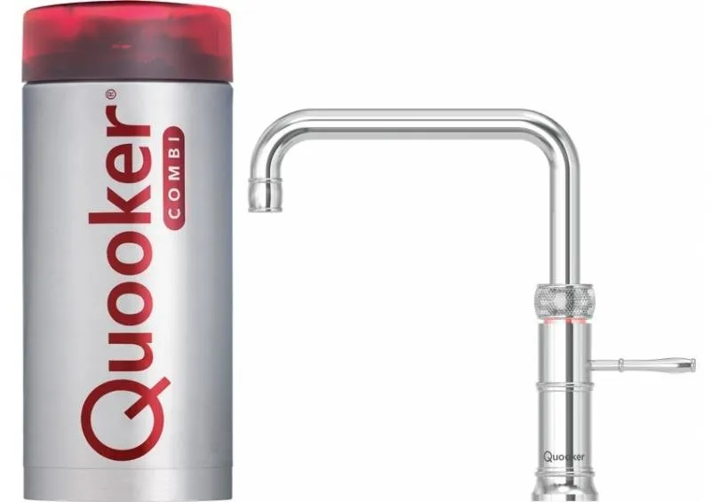 Quooker Classic Fusion Square COMBI 2.2 Chrome 3 in 1 Boiling Water Tap with 7 Liters Tank