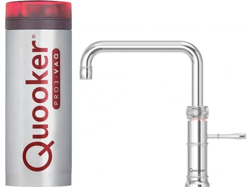 Quooker Classic Fusion Square PRO3 Chrome 3 in 1 Boiling Water Tap with 3 Liters Tank