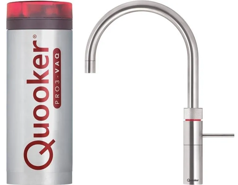 Quooker Fusion Round PRO3 Stainless Steel 3 in 1 Boiling Water Tap with 3 Liters Tank