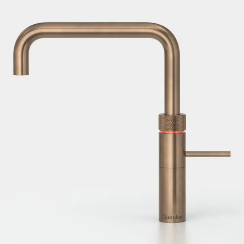 Quooker Fusion Square PRO3 Patinated Brass 3 in 1 Boiling Water Tap with 3 Liters Tank