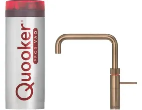 Quooker Fusion Square PRO3 Patinated Brass 3 in 1 Boiling Water Tap with 3 Liters Tank