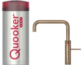 Quooker Fusion Square PRO7 Patinated Brass 3 in 1 Boiling Water Tap with 7 Liters Tank