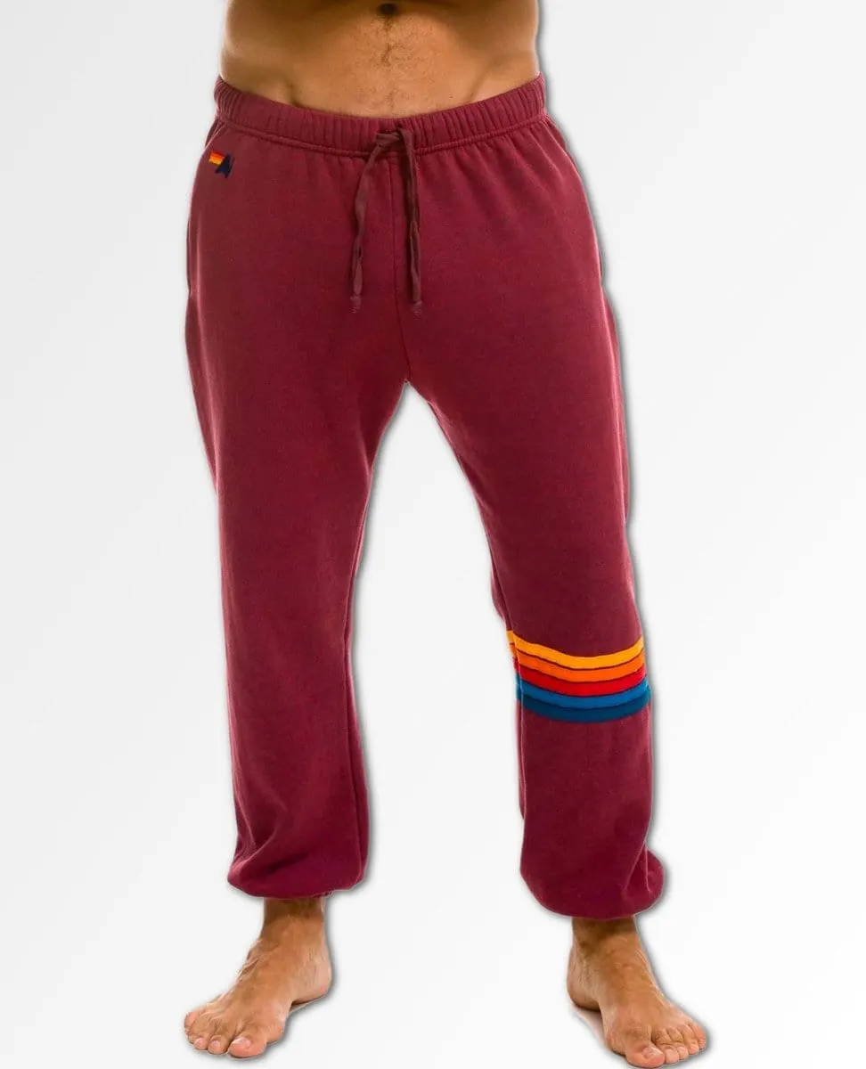 Rainbow Stitch Sweatpants Plum Unisex (Pockets)