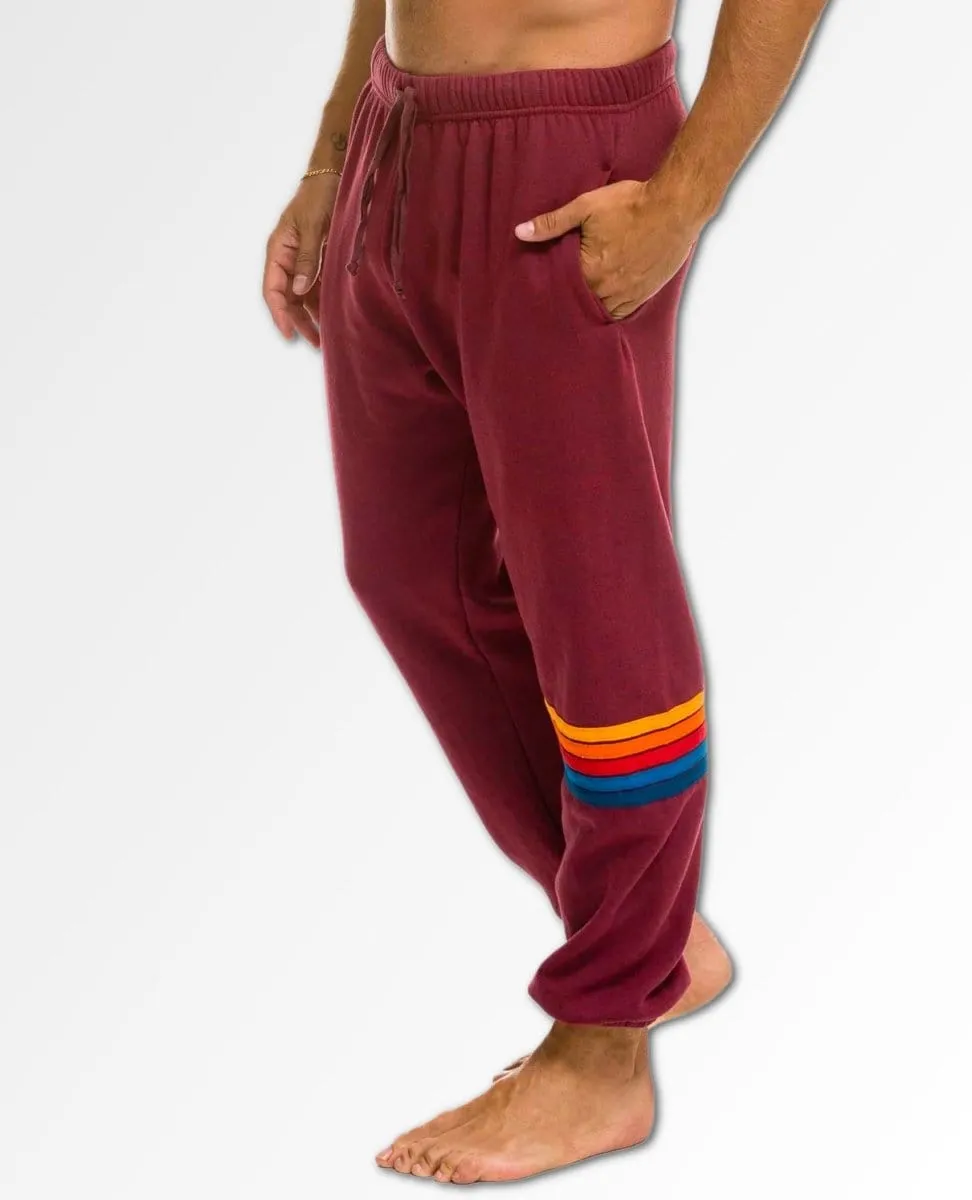 Rainbow Stitch Sweatpants Plum Unisex (Pockets)