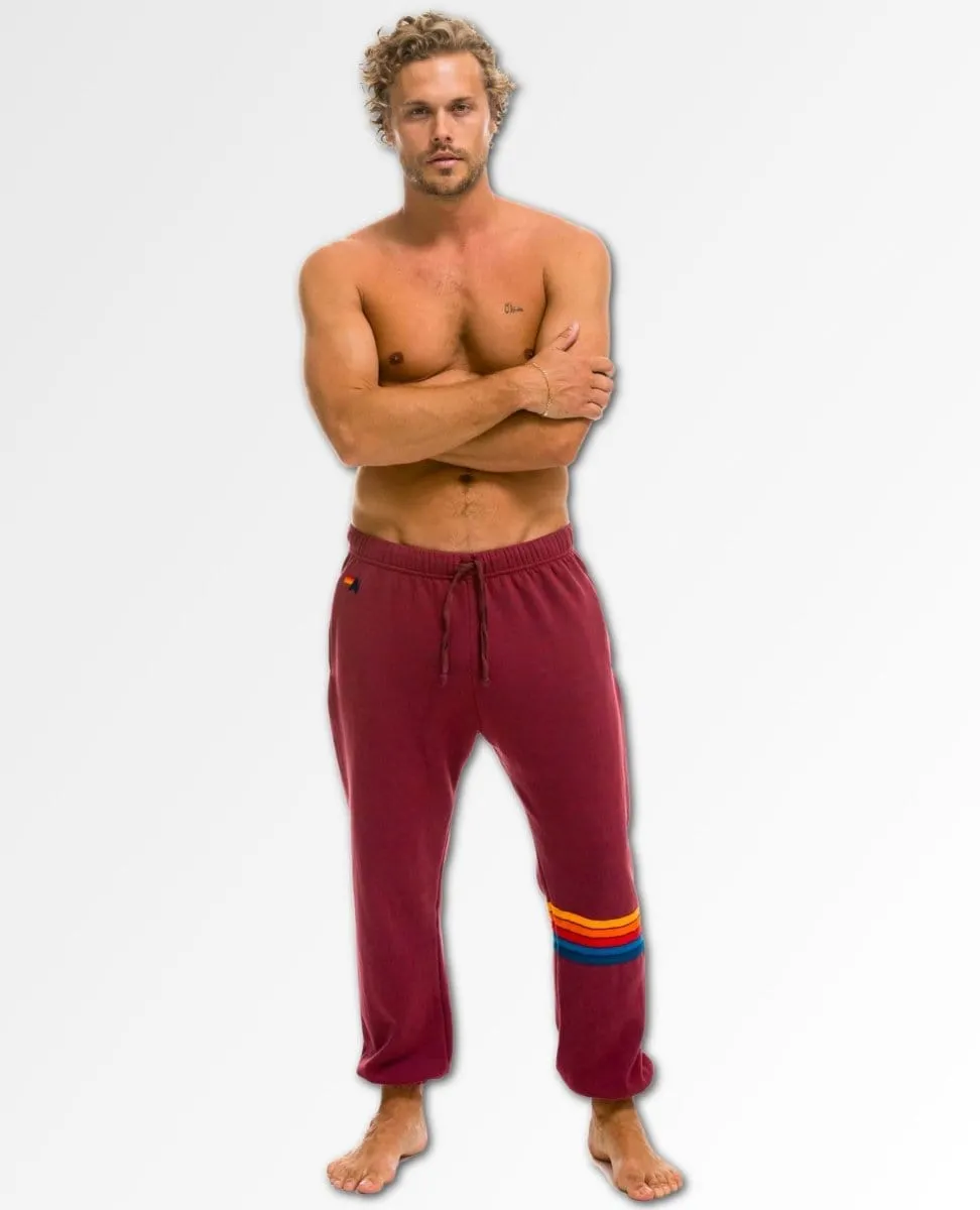 Rainbow Stitch Sweatpants Plum Unisex (Pockets)