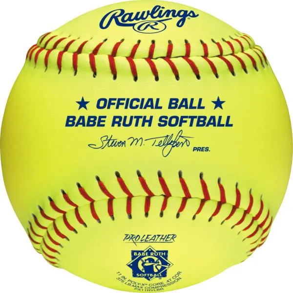 Rawlings Babe Ruth 11 inch Leather Fastpitch Softball - One Dozen: PX11RYLBR