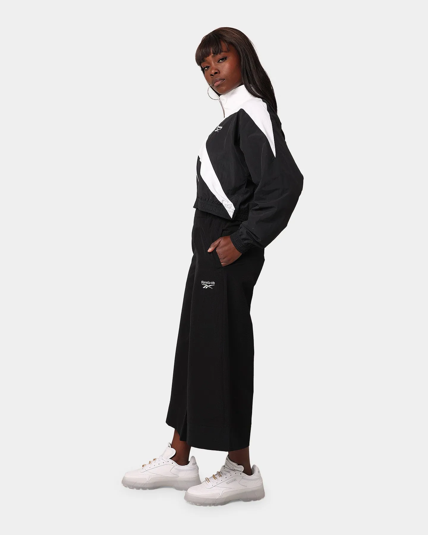 Reebok Women's Classics Cropped Vector Track Jacket Black/White