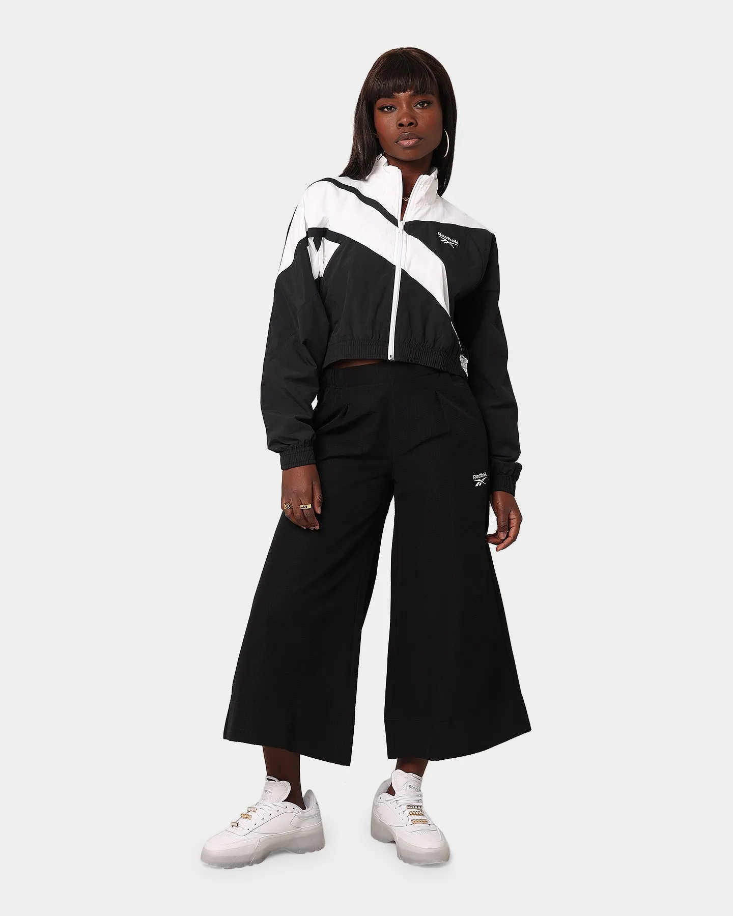 Reebok Women's Classics Cropped Vector Track Jacket Black/White