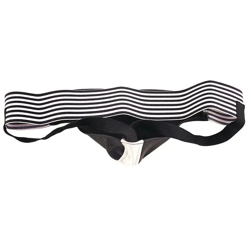 Rouge Garments Black and White Leather Jockstrap for Men