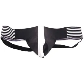 Rouge Garments Black and White Leather Jockstrap for Men