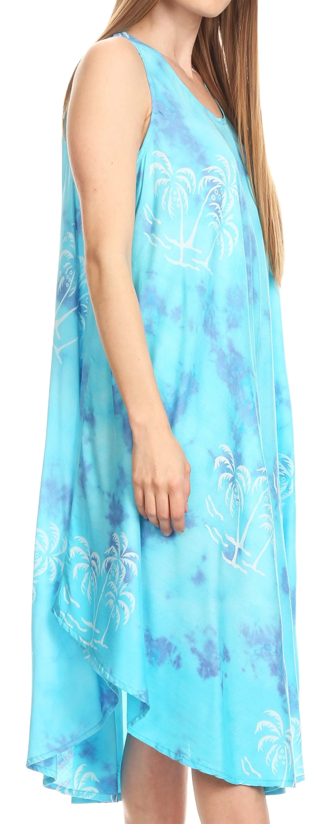 Sakkas Maddalena Summer Casual Relax fit Tank Dress Tie dye with Batik