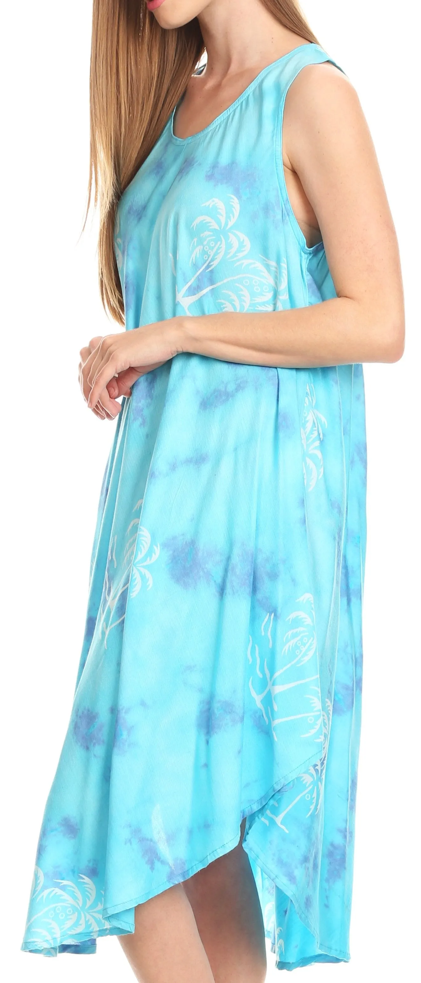 Sakkas Maddalena Summer Casual Relax fit Tank Dress Tie dye with Batik