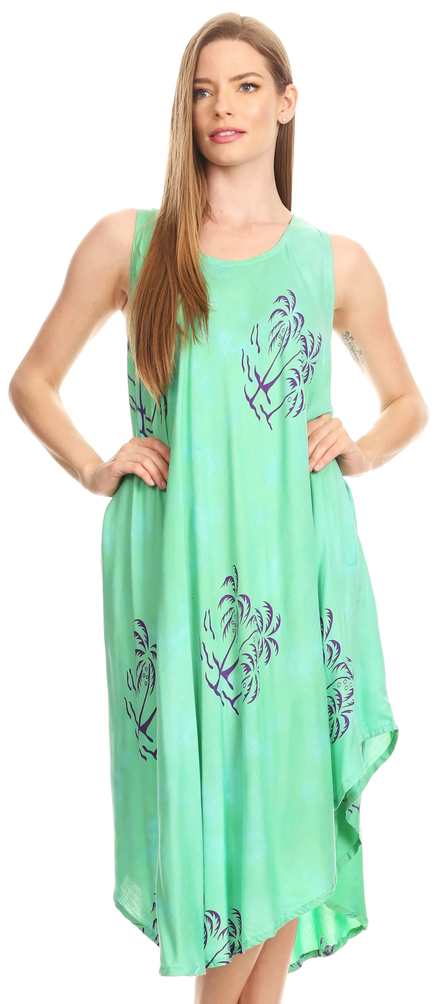 Sakkas Maddalena Summer Casual Relax fit Tank Dress Tie dye with Batik