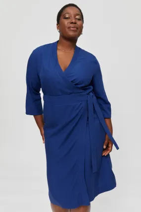 Sandra | Midi Wrap Dress in Midnight Blue