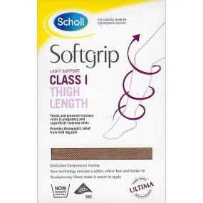 Scholl Softgrip  CL1 Thigh Closed Toe Compression Stockings Natural L