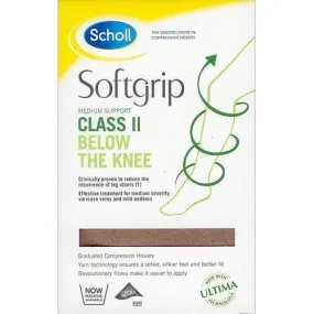 Scholl Softgrip  CL2 Below Knee Closed Toe Compression Stockings Black Large