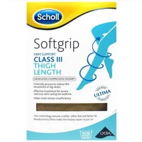 Scholl Softgrip  CL3 Thigh Open Toe Compression Stockings Natural L