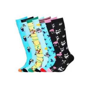 Spring Summer Animal Cartoon Compression Socks 7 Pairs