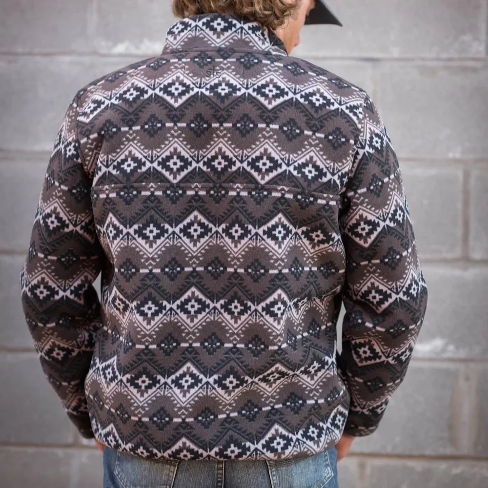 STS Ranchwear Men's Wren Black Aztec Fleece Pullover STS2738