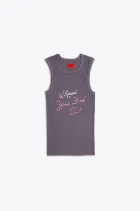 Support Your Local Doll Ribbed Tank (Dusty Plum)