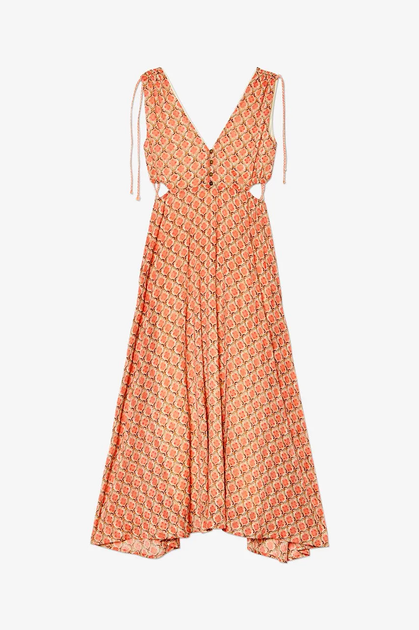 The Lincoln Printed Cut-Out Midi Dress by NKN