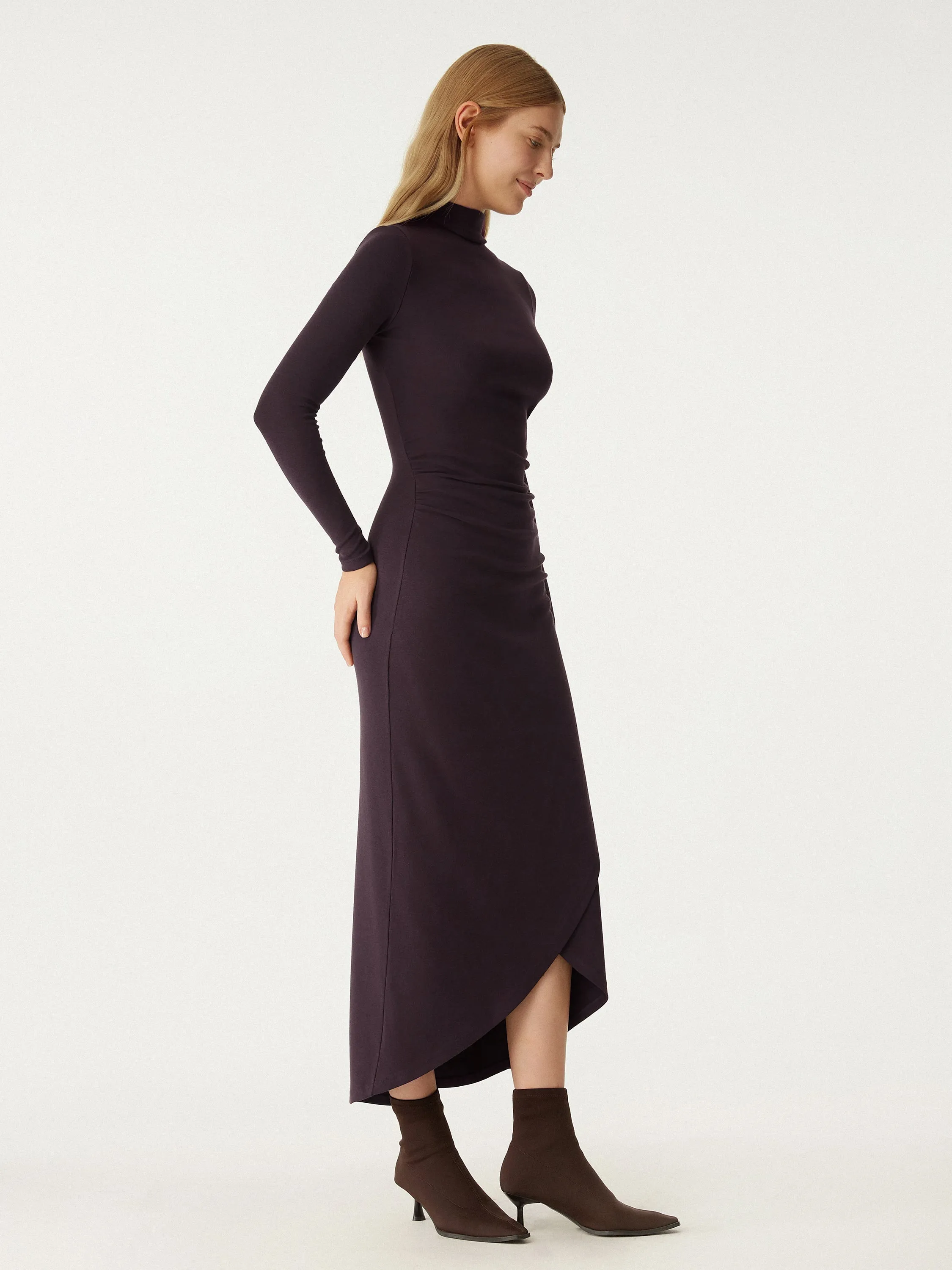 Thermal Wrap Midi Dress