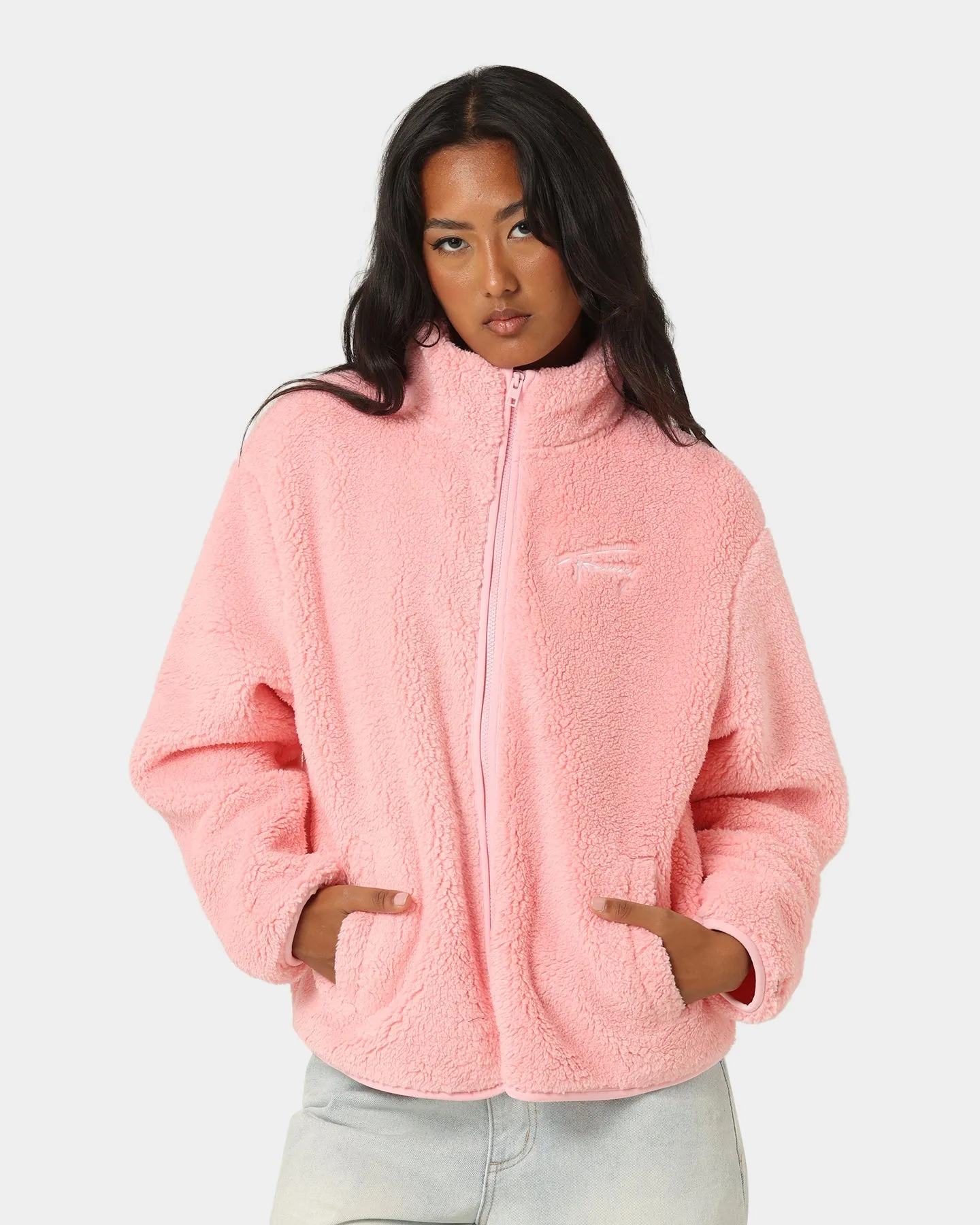 Tommy Jeans Women's TJW Relaxed Signature Polar Zip Jacket Aloha Pink