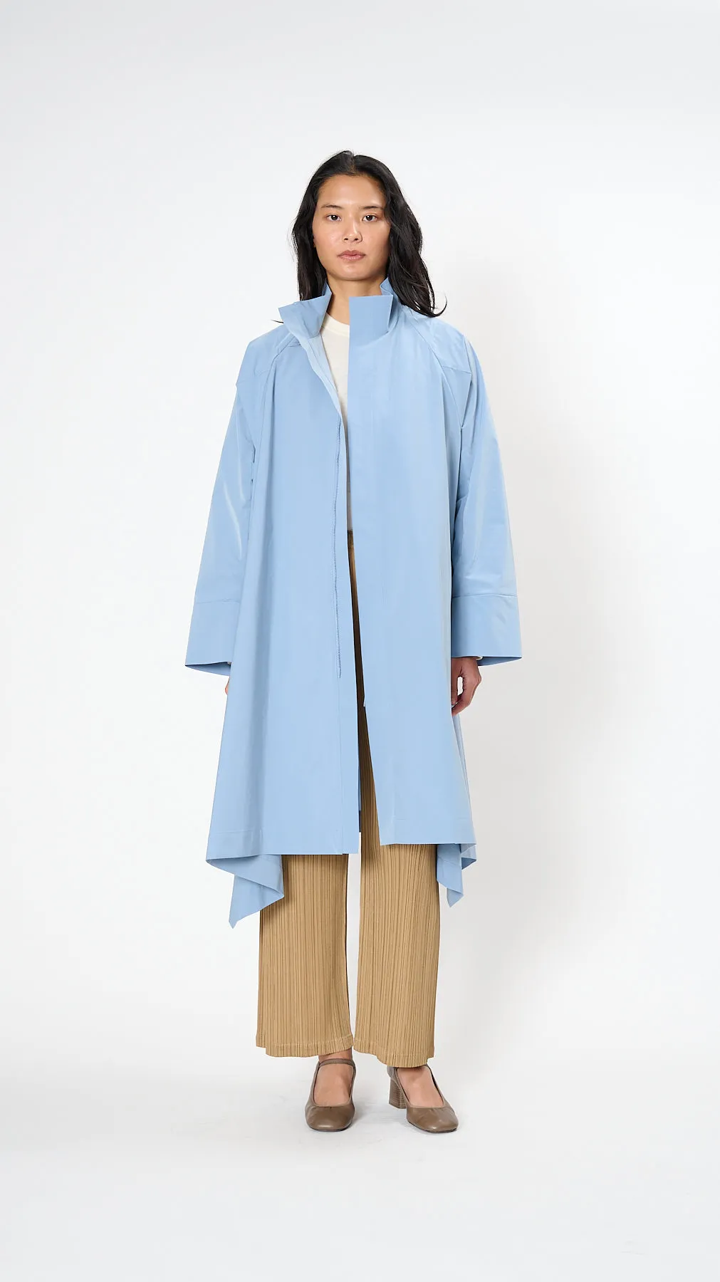 Trapezoid Coat in Light Blue