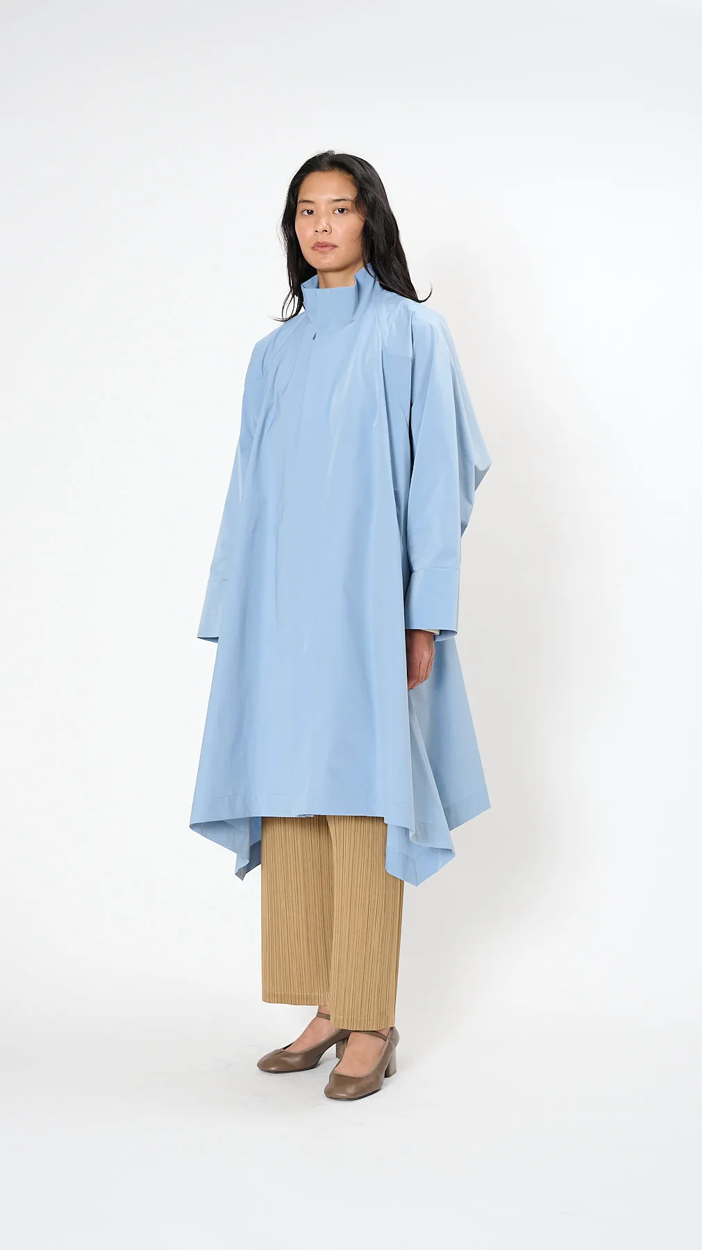 Trapezoid Coat in Light Blue