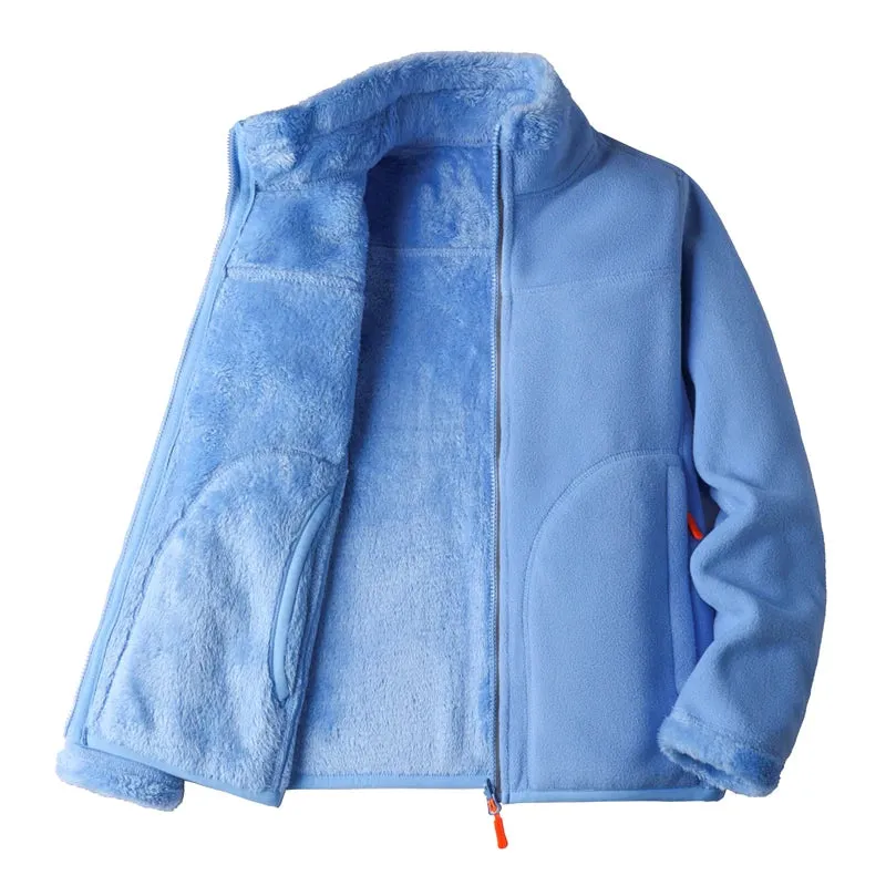 Trendy Dual-Sided Plush Fleece Zip-Up Jacket for Winter