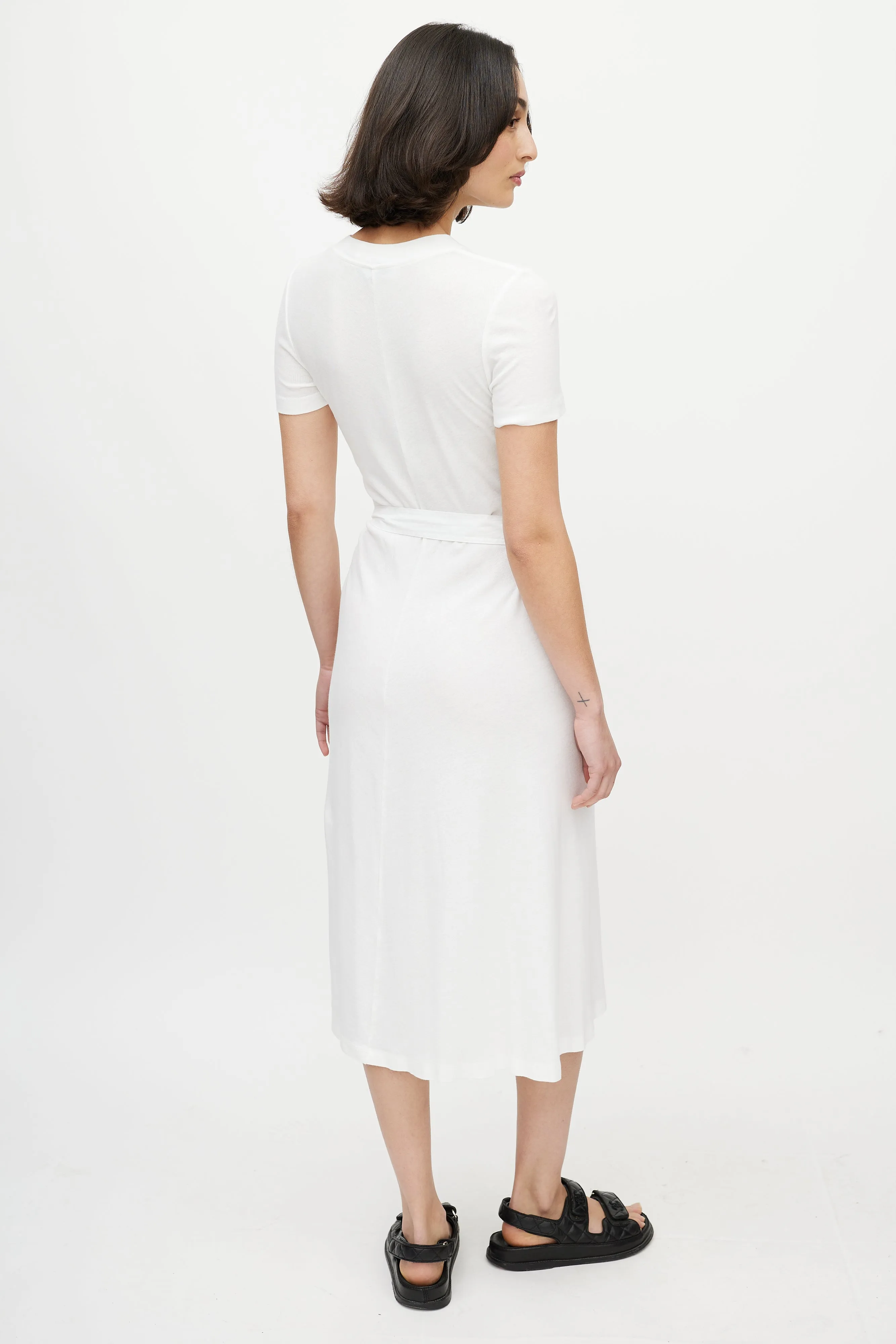 White Tee Wrap Midi Dress