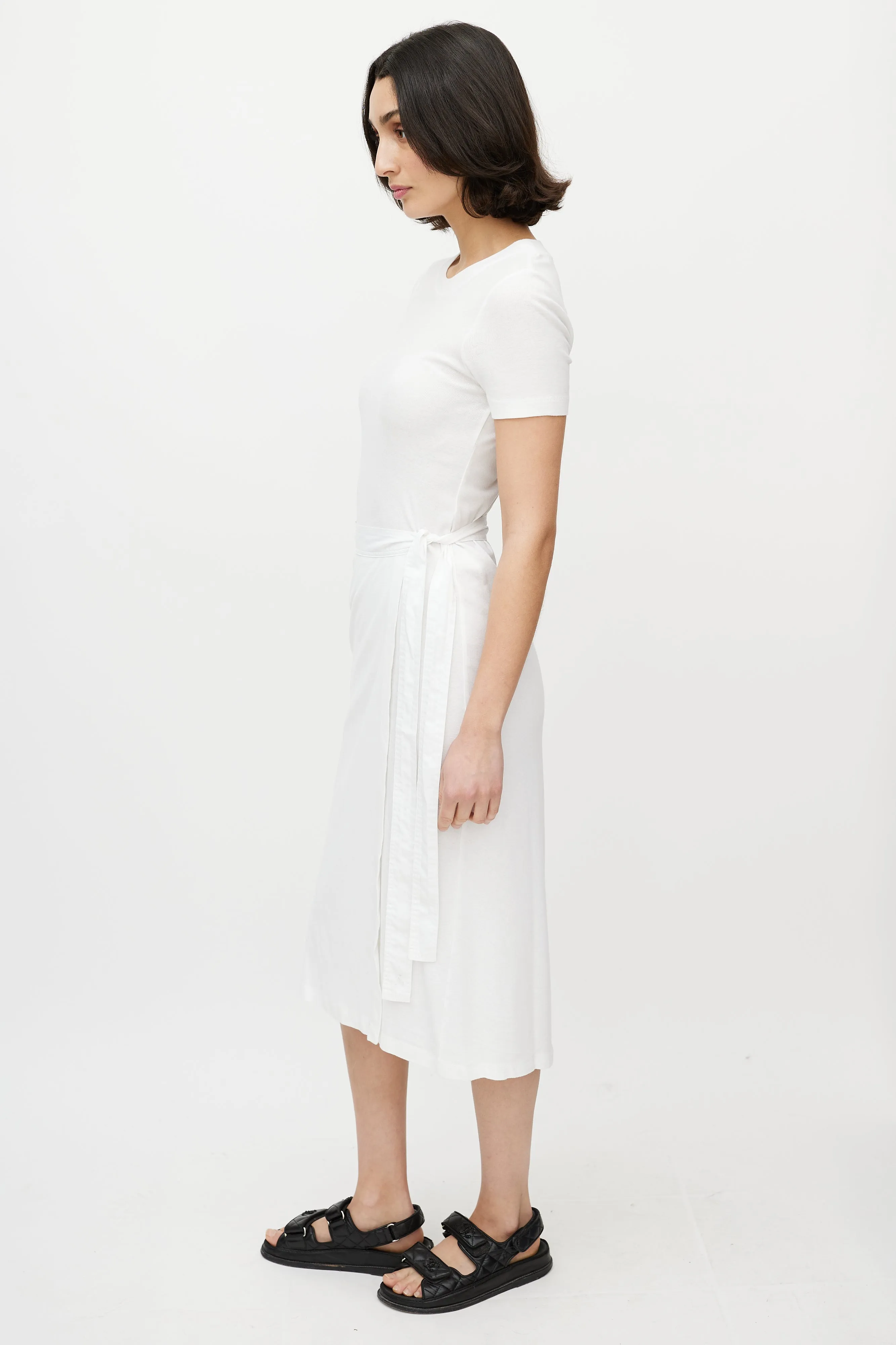 White Tee Wrap Midi Dress