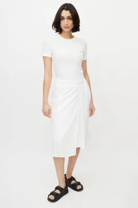 White Tee Wrap Midi Dress