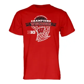 Wisconsin Badgers 2020 BIG 10 Basketball Champions Net Red T-Shirt