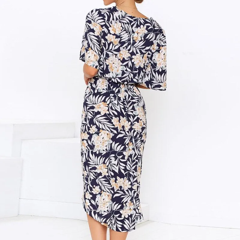 Women Wrap Long Dress Boho Floral