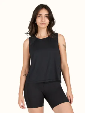 Women's High-Low Tank with Mesh Insert Black