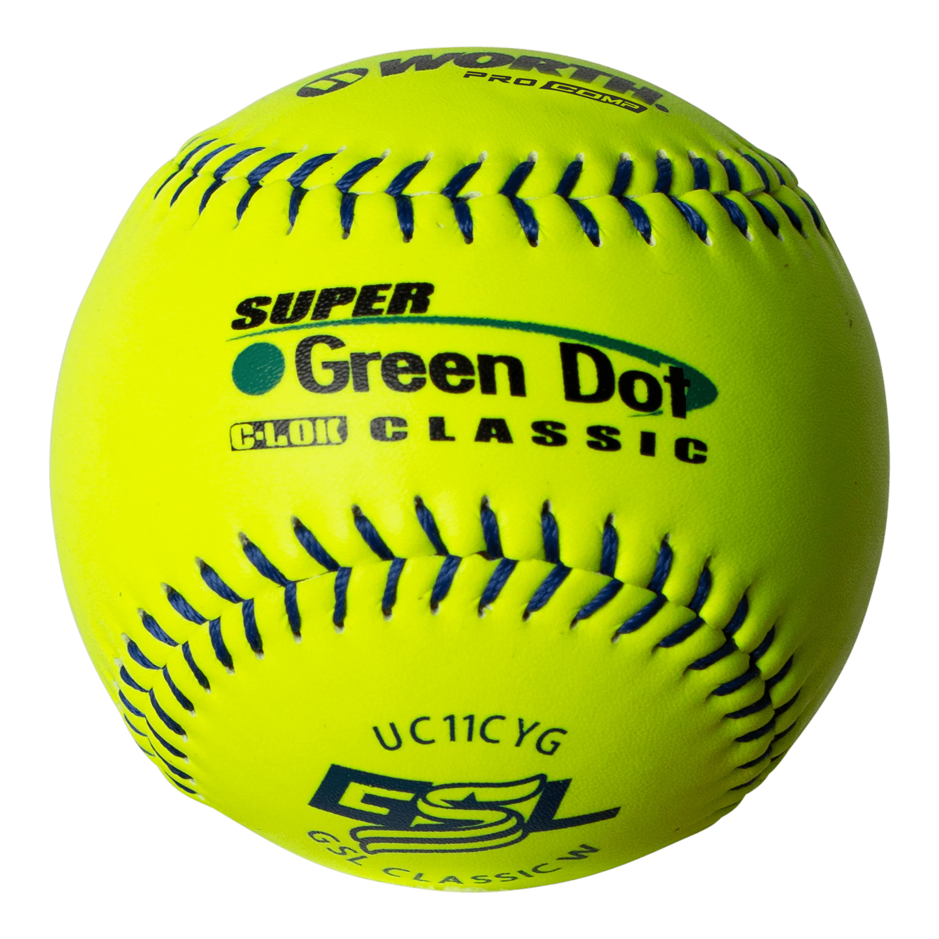 Worth 11" GSL Super Green Dot Classic W Composite Softballs (Dozen): UC11CYG